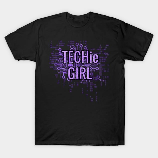 TECHie GIRL Purple cyber matrix circuit T-Shirt by FutureImaging